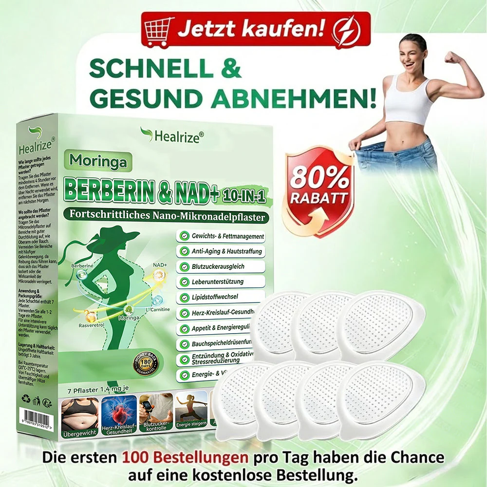 ✅Neu eingetroffen✅💪Healrize®Moringa Berberinex NAD+ 10-in-1 Nano-Mikronadel-Patch (Nur einmal täglich, sichtbare Veränderungen in 7 Tagen) ✅ Für Übergewicht, lockere Haut, Diabetes, Schlafapnoe, Gelenkprobleme und mehr