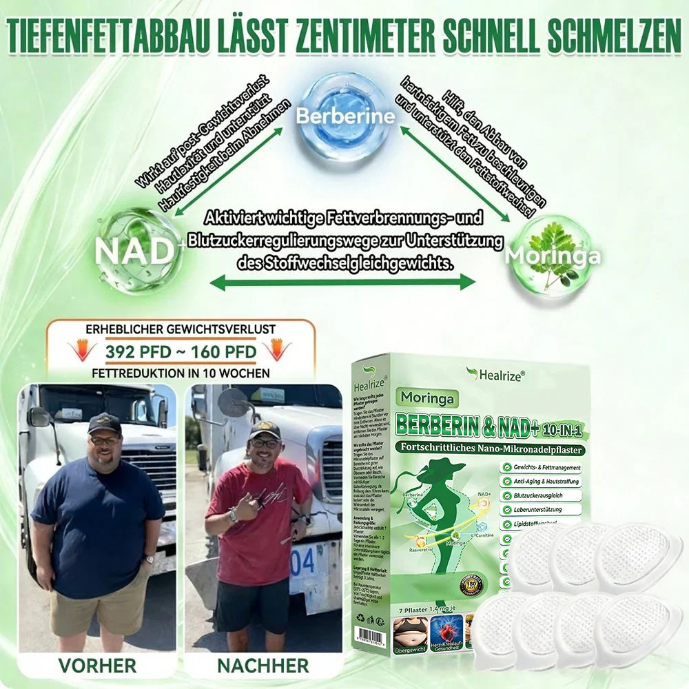 ✅Neu eingetroffen✅💪Healrize®Moringa Berberinex NAD+ 10-in-1 Nano-Mikronadel-Patch (Nur einmal täglich, sichtbare Veränderungen in 7 Tagen) ✅ Für Übergewicht, lockere Haut, Diabetes, Schlafapnoe, Gelenkprobleme und mehr - Image 2