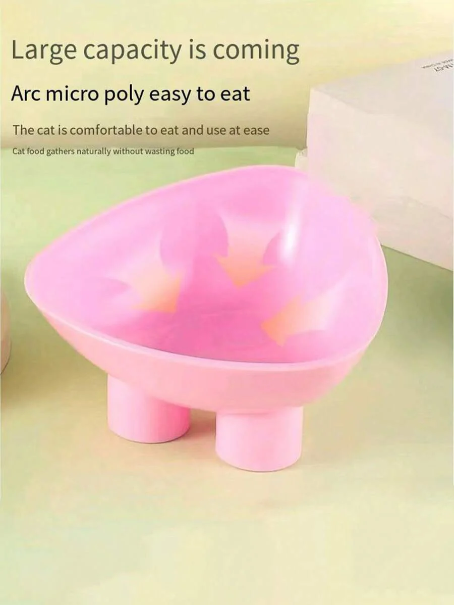 1pc Raised Cat Bowl, Tilted Elevated Cat Feeder Bowl With Neck Protection Riser, Plastic Cat Food & Water Bowl - Image 3