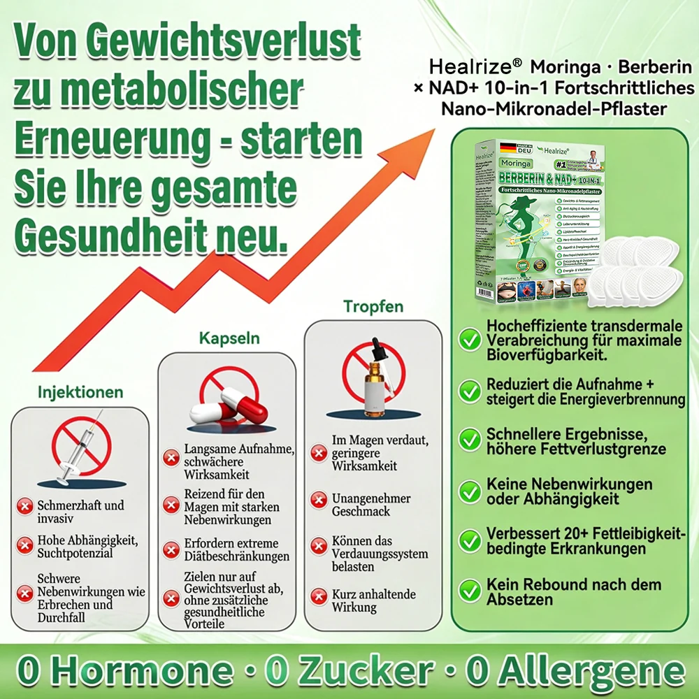 Offizieller Shop | 🩹🔬 Healrize® Moringa Berberinex NAD+ 10-in-1 Nano-Mikronadel-Patch (Nur einmal täglich, sichtbare Veränderungen in 7 Tagen) ✅ Für Übergewicht, lockere Haut, Diabetes, Schlafapnoe, Gelenkprobleme und mehr - Image 5